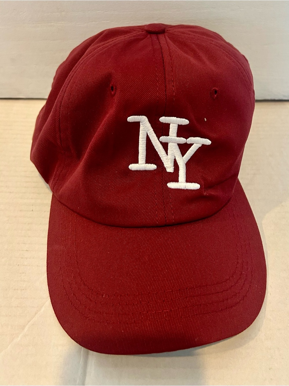 Women’s Maroon Baseball Cap with White NY Embroidery